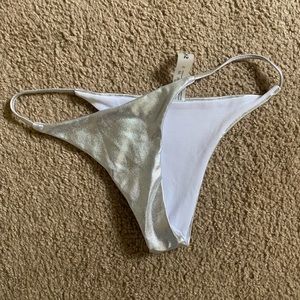 Metallic Silver Thong Bikini Bottoms